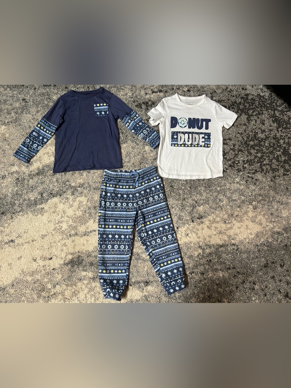 First Impressions Navy and White Donut Dude Kids 3 piece clothing Set